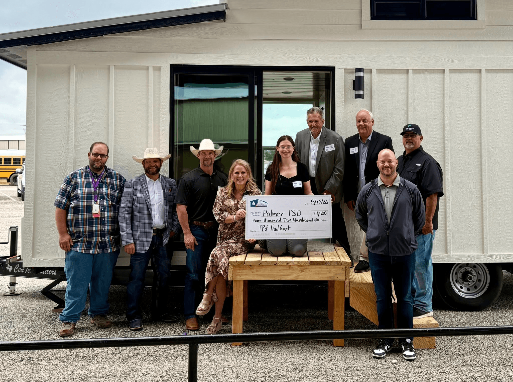 Presenting a Tool Grant to Palmer ISD’s Construction Trades Program
